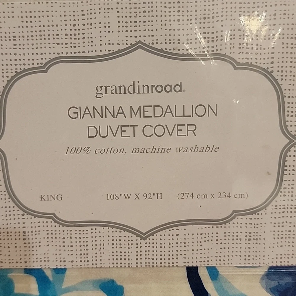 NEW IN PACKAGE Grandin Road Gianna Medallion Duvet Cover Cotton KING BinY